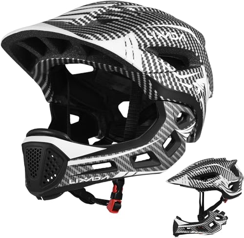 Fahrradhelm Kinder Helm Fullface Abnehmbar Unisex 52-58cm Children's Helmet 2-In-1 Integrated Größenverstellbar- Mit Abnehmbarem Kinnschutz Helmet inliner Für Fahrräder, Skateboards Lixada von Lixada