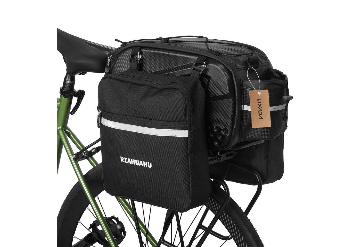Lixada Fahrradtasche Fahrrad Gepäckträgertasche,Mit 2 Seitentaschen (großem Fassungsvermögen, Seitentaschen), Multifunktionale,Verstellbare Einfache Installation von Lixada