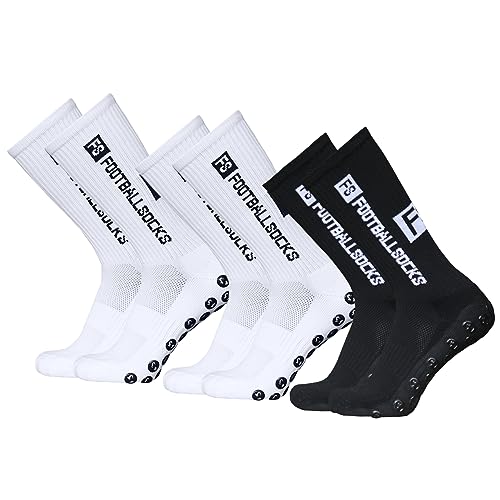 Lixada Fußballsocken Herren Kinder Stutzen Stutzenstrumpf,Unisex Outdoor-Sport-Laufsocken Kompressionsstretch, Sportliche Fußball Basketball Socken Anti-Rutsch, mit Griffen,3 Paar（39-46） von Lixada