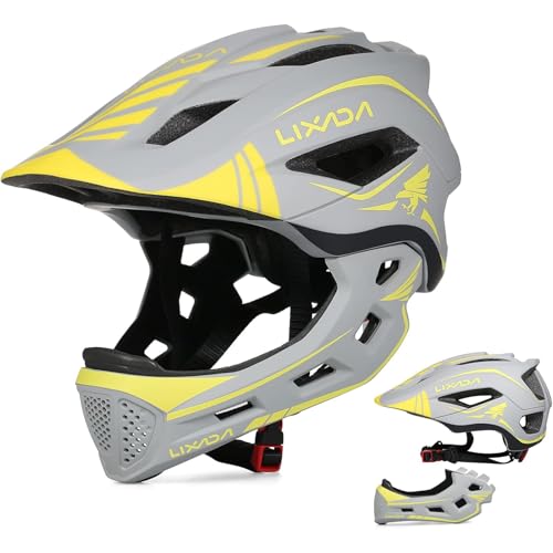 Fahrradhelm Kinder Helm Fullface Abnehmbar Unisex 52-58cm Children's Helmet 2-In-1 Integrated Größenverstellbar- Mit Abnehmbarem Kinnschutz Helmet inliner Für Fahrräder, Skateboards Lixada von Lixada