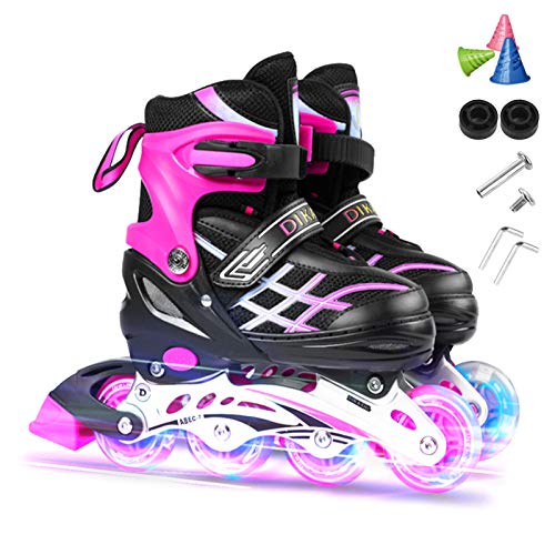 Lixada Inliner Skates für Kinder/Jungen/Mädchen, Einstellbare beleuchtende Bequeme Inline-Skates mit leuchtenden Rädern für Kinder und Jugendliche Inline-Skates, Größe 27-32/33-37/38-41 von Lixada