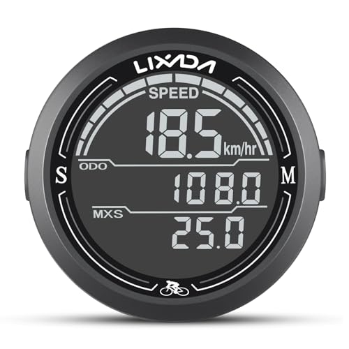 Lixada Kabelgebundener Fahrrad-Tachometer, wasserdicht, rund, Fahrradcomputer, Hintergrundbeleuchtung, Kilometerzähler von Lixada