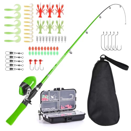 Lixada Kinder-Angelrute und Rolle, komplettes Set, 1,5 m, Teleskop-Angelrute, Spincast-Rollen-Set mit Haken, Köder, Fass, Wirbel, Aufbewahrungstasche Lixada Kinder-Angelrute und Rolle, komplettes Set, 1,5 m, Teleskop-Angelrute, Spincast-Rollen-Set mit Haken, Köder, Fass, Wirbel, Aufbewahrungstasche von Lixada