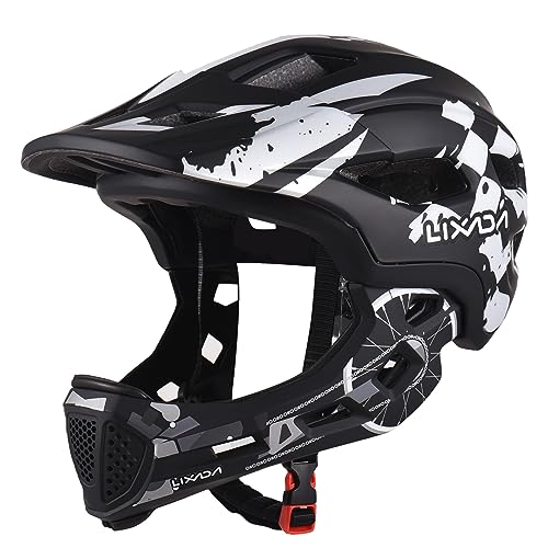 Lixada Fahrradhelm Kinder Helm Fullface Abnehmbar Unisex 50-56cm Children's Helmet 2-In-2 Integrated Größenverstellbar- Mit Abnehmbarem Kinnschutz Helmet inliner Für Fahrräder, Skateboards von Lixada