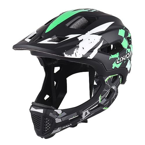 Lixada Fahrradhelm Kinder Helm Fullface Abnehmbar Unisex 50-56cm Children's Helmet 2-In-2 Integrated Größenverstellbar- Mit Abnehmbarem Kinnschutz Helmet inliner Für Fahrräder, Skateboards von Lixada