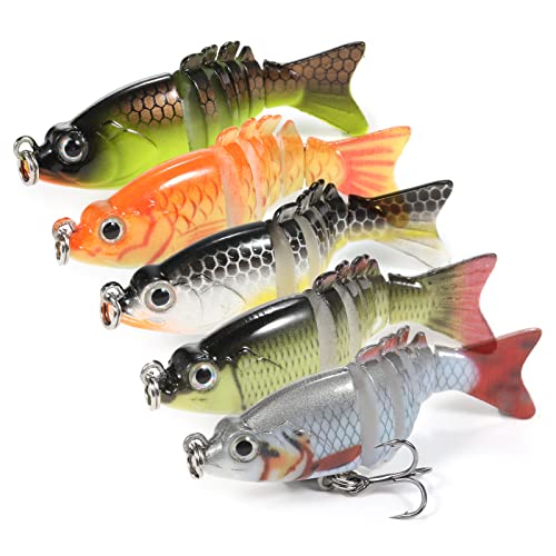 Lixada Kunstköder, Multi Gelenkartigen Wobbler Swimbait 6 cm 4,7 g 6-Segment-lebensechter künstlicher Mini-Hart-Schwimmköder Angelköder, für Hecht Barsch Zander Angeln Köder von Lixada