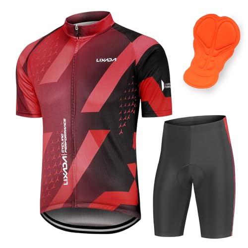 Lixada Kurzarm Radtrikot Rennrad Trikot Herren Herren Atmungsaktives Sommer Kurzarm Bike Shirt und Radhose gepolsterte Shorts, MTB Fahrrad Anzug für Radsport Outdoor Sport Lixada Kurzarm Radtrikot Rennrad Trikot Herren Herren Atmungsaktives Sommer Kurzarm Bike Shirt und Radhose gepolsterte Shorts, MTB Fahrrad Anzug für Radsport Outdoor Sport von Lixada