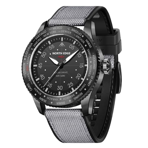 Lixada North Edge Mach Watch, Pilotenuhr, solarbetriebene Uhr für Herren, 50 m wasserdicht, Chronograph, Nachtsicht, hält bis zu 180 Tage, Solaruhr Lixada North Edge Mach Watch, Pilotenuhr, solarbetriebene Uhr für Herren, 50 m wasserdicht, Chronograph, Nachtsicht, hält bis zu 180 Tage, Solaruhr von Lixada