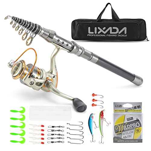 Lixada Teleskop Angelrute und Spule Combo Kit mit 100M Angelschnur Köder Haken Jigkopf und Fischen Tragetasche Fall Angelzubehör Lixada Teleskop Angelrute und Spule Combo Kit mit 100M Angelschnur Köder Haken Jigkopf und Fischen Tragetasche Fall Angelzubehör von Lixada