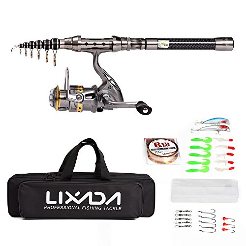 Lixada Teleskop Angelrute und Spule Combo Kit mit 100M Angelschnur Köder Haken Jigkopf und Fischen Tragetasche Fall Angelzubehör Lixada Teleskop Angelrute und Spule Combo Kit mit 100M Angelschnur Köder Haken Jigkopf und Fischen Tragetasche Fall Angelzubehör von Lixada