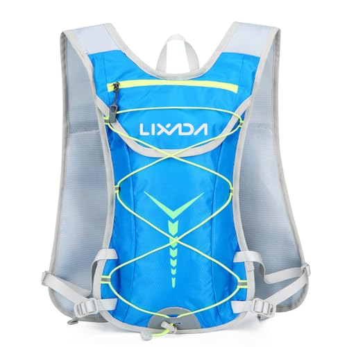 Lixada Trinkrucksack mit 2L trinkblase, 10L Ultraleicht Atmungsaktiv laufrucksack Trail Rucksack Trinkweste, Herren Damen Hydration Pack Fahrradrucksack für Laufen, Camping, Wandern, Marathoner von Lixada