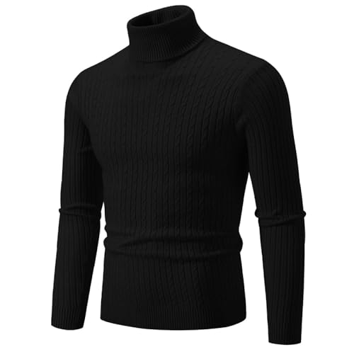 Liyinco Rollkragenpullover für Herren lässiger Strickpullover mit hohem Kragen für Herren warme Herrenpullover Tops, schwarz, XXL Liyinco Rollkragenpullover für Herren lässiger Strickpullover mit hohem Kragen für Herren warme Herrenpullover Tops, schwarz, XXL von Liyinco