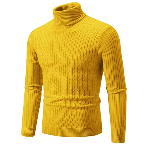 Liyinco Rollkragenpullover für Herren lässiger Strickpullover mit hohem Kragen für Herren warme Pullover Oberteile für Herren, gelb, M Liyinco Rollkragenpullover für Herren lässiger Strickpullover mit hohem Kragen für Herren warme Pullover Oberteile für Herren, gelb, M von Liyinco