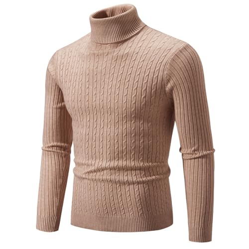 Liyinco Rollkragenpullover für Herren lässiger Strickpullover mit hohem Kragen für Herren warme Pullover Oberteile für Männer, Khaki, L Liyinco Rollkragenpullover für Herren lässiger Strickpullover mit hohem Kragen für Herren warme Pullover Oberteile für Männer, Khaki, L von Liyinco