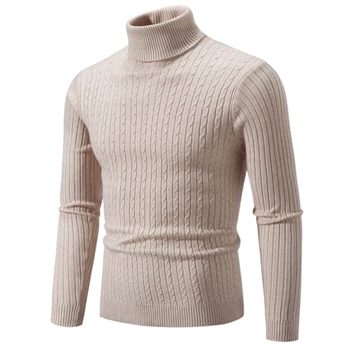 Liyinco Rollkragenpullover für Herren lässiger Strickpullover mit hohem Kragen für Herren warme Pullover Oberteile für Männer, beige, L Liyinco Rollkragenpullover für Herren lässiger Strickpullover mit hohem Kragen für Herren warme Pullover Oberteile für Männer, beige, L von Liyinco