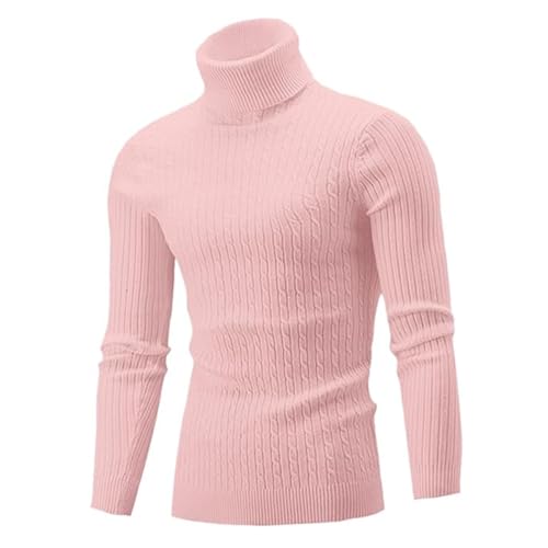 Liyinco Rollkragenpullover für Herren lässiger Strickpullover mit hohem Kragen für Männer warme Männer Pullover Tops, Rosa, XL Liyinco Rollkragenpullover für Herren lässiger Strickpullover mit hohem Kragen für Männer warme Männer Pullover Tops, Rosa, XL von Liyinco