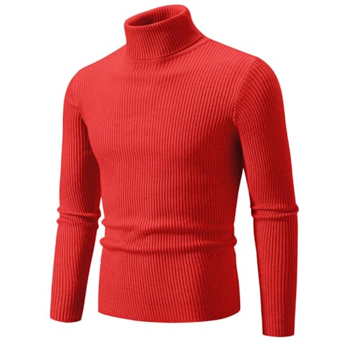 Liyinco Rollkragenpullover für Männer Winter Warme gestrickte einfarbige Pullover Herren Slim Fit lässige Rollkragen Strick Herrenpullover für Herbst, rot, XXL Liyinco Rollkragenpullover für Männer Winter Warme gestrickte einfarbige Pullover Herren Slim Fit lässige Rollkragen Strick Herrenpullover für Herbst, rot, XXL von Liyinco