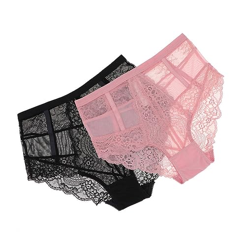 Liyinco Sexy Spitzenhöschen Für Damen, Ultradünne, Durchsichtige Höschen Mit Hoher Taille, Bequeme, Atmungsaktive Unterwäsche Für Damen, Schwarz, L von Liyinco