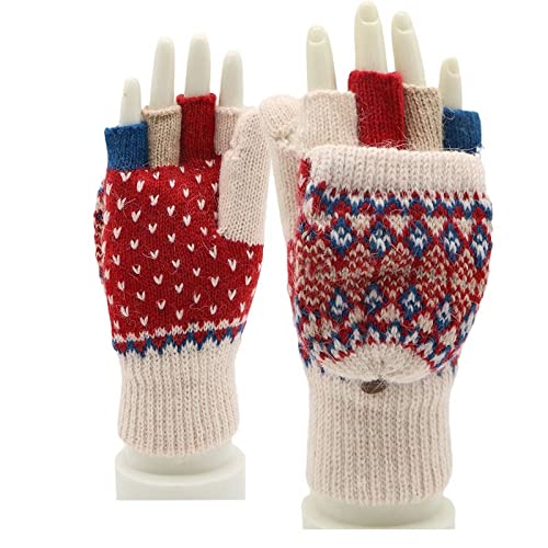 Liyinco Winter Gestrickte Halbfingerhandschuhe Frauen Flip Dicke Fingerlose Handschuhe Winddichtes Radfahren Warme Touchscreen-Handschuhe Weiß Einheitsgröße Liyinco Winter Gestrickte Halbfingerhandschuhe Frauen Flip Dicke Fingerlose Handschuhe Winddichtes Radfahren Warme Touchscreen-Handschuhe Weiß Einheitsgröße von Liyinco