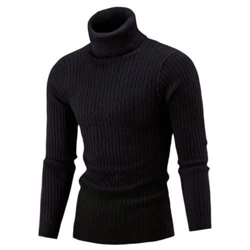 Liyinco Winter Herren Rollkragenpullover Herren Strickpullover Rollkragen Strickpullover Warmer Herrenpullover Slim Fit Freizeitpullover,Schwarz,XXL von Liyinco