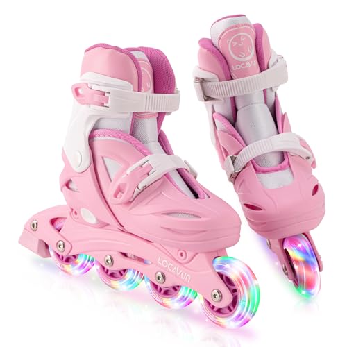 Locavun Verstellbare Inline-Skates für Mädchen, Jungen, Kinder mit leuchtenden Rädern, beleuchtete Hartschalen-Rollerblades für den Innen- und Außenbereich Locavun Verstellbare Inline-Skates für Mädchen, Jungen, Kinder mit leuchtenden Rädern, beleuchtete Hartschalen-Rollerblades für den Innen- und Außenbereich von Locavun
