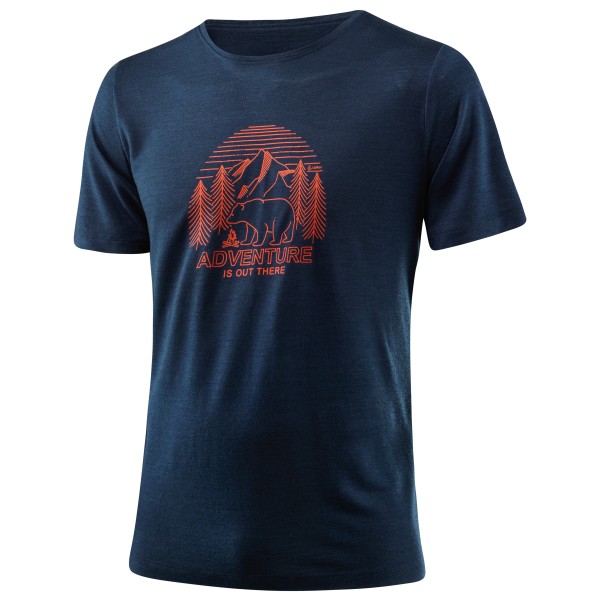 Löffler - Printshirt Adventure Merino-Tencel - Merinoshirt Gr 48 blau von Löffler