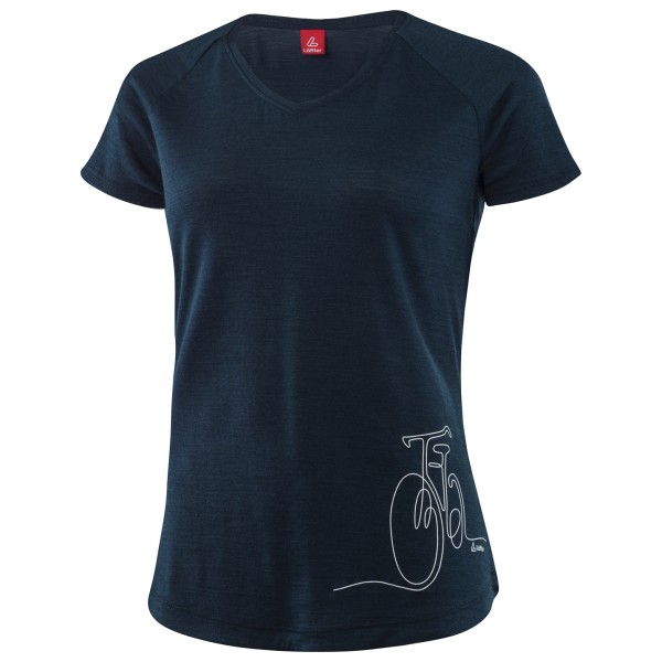 Löffler - Women's Printshirt Bicycle Merino-Tencel - Merinoshirt Gr 40 blau von Löffler