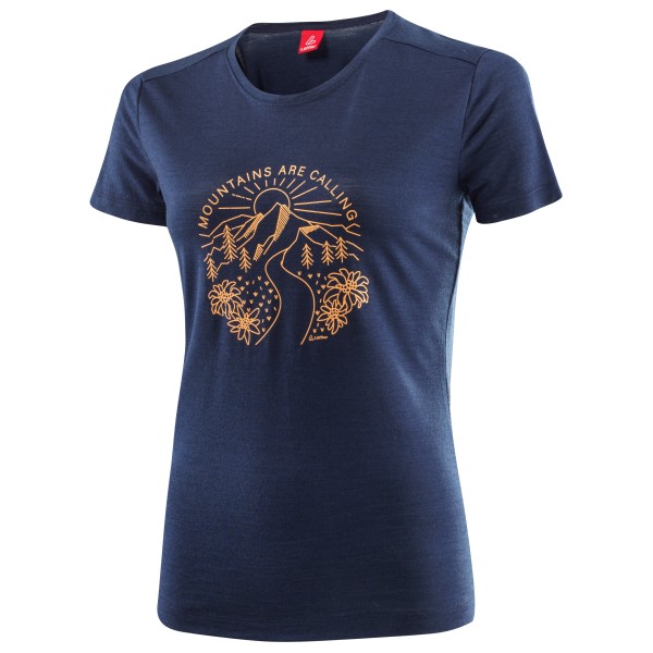 Löffler - Women's Printshirt Mountains Merino-Tencel - Merinoshirt Gr 40 blau von Löffler