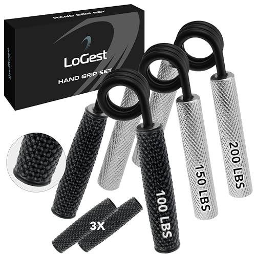 Logest Metall-Handgriff-Set, 45.4 kg,90.7 kg, 3er-Pack, rutschfest, robuster Griffverstärker mit Geschenkbox, toller Handgelenk- und Unterarm-Handtrainer, Handgreifer, Krafttrainer Logest Metall-Handgriff-Set, 45.4 kg,90.7 kg, 3er-Pack, rutschfest, robuster Griffverstärker mit Geschenkbox, toller Handgelenk- und Unterarm-Handtrainer, Handgreifer, Krafttrainer von Logest
