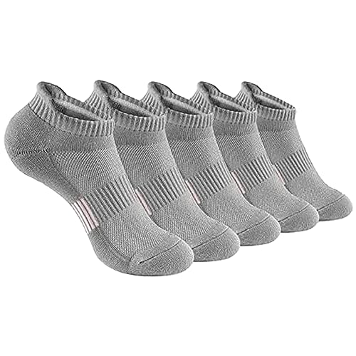 5PC Sneaker Socken Herren Damen Sneaker Yoga Atmungsaktive Baumwollsocken Rennrad Frottee Yoga-Socken rutschfeste Laufsocken Sport Frotteesohle Sportsocken Socks Socken Herren Damen Grau von Lomelomme