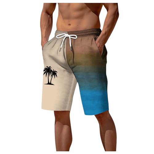 Sporthose Herren Kurz Badehosen Urlaub Bermuda Running-Shorts Beach Gym Shorts Badeshort Sport Super-Stretch Vintage Badehose Fahrradhose Klamotten Jungen Khaki M von Lomelomme