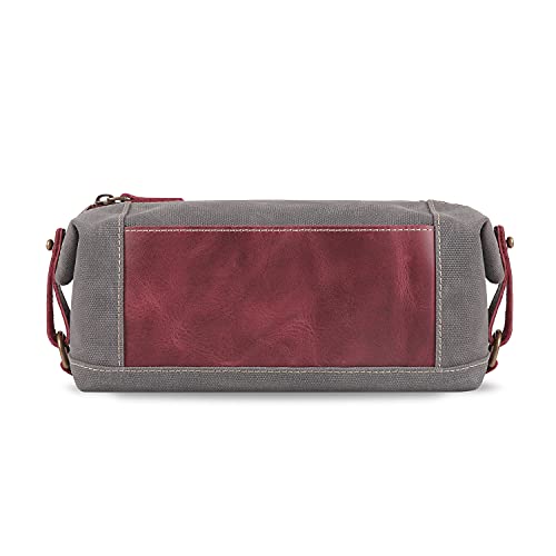 LONDO - Kulturbeutel aus echtem Leder und Canvas Reise-Kulturbeutel Dopp Kit - Unisex (Damson) von Londo