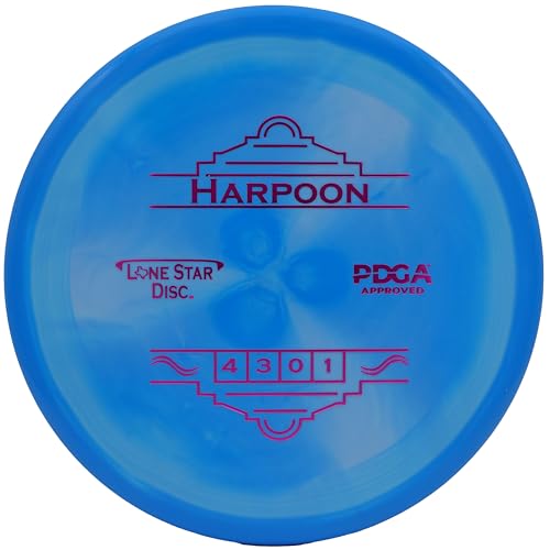 Lone Star Disc Bravo Harpoon Golf-Mitteltöner, leicht überstabil, ab 170 g, langlebiger und glatter Premium-Kunststoff, perfekt für Rückhand- oder Vorhandaufnahmen, Farben können variieren von Lone Star Disc