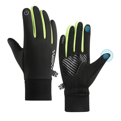 Long Keeper Kinder Fahrradhandschuhe rutschfest Radsport-Handschuhe für Jungen Mädchen Touchscreen Warme Winter Sporthandschuhe Kinder Fahrrad Klettern Fußball (Grün-S, S-(Handumfang: 14-16 cm)) von Long Keeper