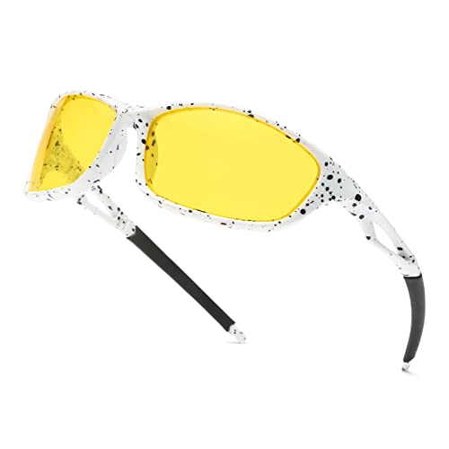 Long Keeper Nachtsichtbrille Autofahrer Sport, Nachtfahrbrille Anti-Blend Sonnenbrille Gelb für Herren Damen Nachtbrille zum Autofahren Sportbrille UV Schut Long Keeper Nachtsichtbrille Autofahrer Sport, Nachtfahrbrille Anti-Blend Sonnenbrille Gelb für Herren Damen Nachtbrille zum Autofahren Sportbrille UV Schut von Long Keeper