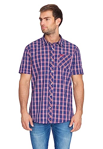 Lonsdale London Herren BRIXWORTH Men Slim Fit Shortsleeve Shirt, Red/White/Dark Blue, XL von Lonsdale