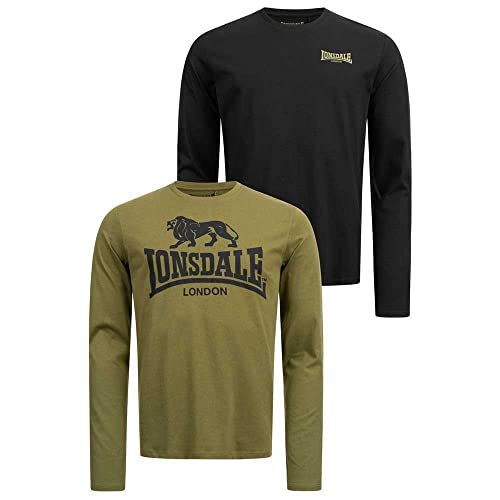 Lonsdale Herren Ayrshire dobbeltpakke T Shirt, Black/Olive, XL EU Lonsdale Herren Ayrshire dobbeltpakke T Shirt, Black/Olive, XL EU von Lonsdale