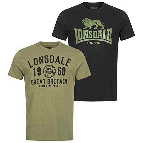 Lonsdale Herren Bangor Double Pack T Shirt, Black/Olive, XL EU Lonsdale Herren Bangor Double Pack T Shirt, Black/Olive, XL EU von Lonsdale