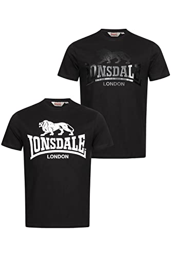 Lonsdale Herren T-Shirt Normale Passform Doppelpack Kelso Black/Black M von Lonsdale