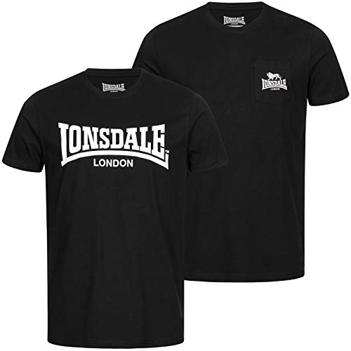 Lonsdale Herren T-Shirt Normale Passform Doppelpack Sussex Doppelpack, Schwarz, 4XL von Lonsdale