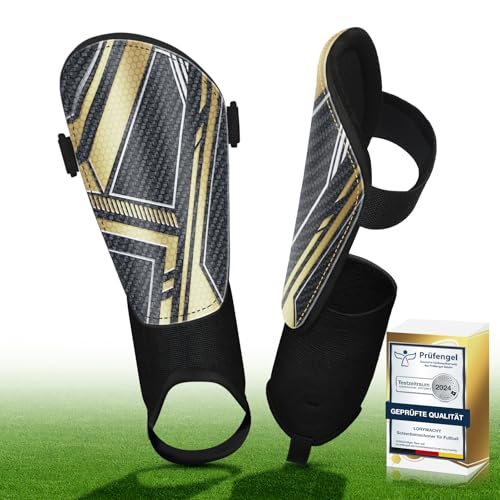 Schienbeinschoner Kinder Fussball - Prüfengel Zertifizierte Schwarzgold Schienbeinschoner Kinder mit Knöchelschutz & Verstellbaren Riemen Schienbeinschoner fußball, 3 Feste Design zum Schutz Schienbeinschoner Kinder Fussball - Prüfengel Zertifizierte Schwarzgold Schienbeinschoner Kinder mit Knöchelschutz & Verstellbaren Riemen Schienbeinschoner fußball, 3 Feste Design zum Schutz von Lorymachy