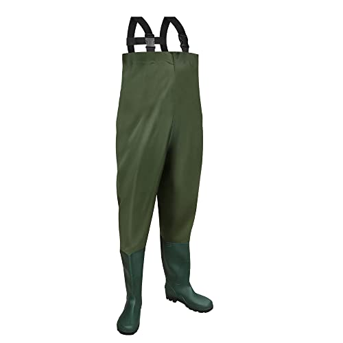 Lospitch Wathose 70D Nylon Composite PVC Angelhose, mit rutschfesten Gummistiefeln, Teichhose, Hochwasserhose, geeignet für Baustellen, Angeln, Bauernhöfe, Gärten (42/43L) von Lospitch