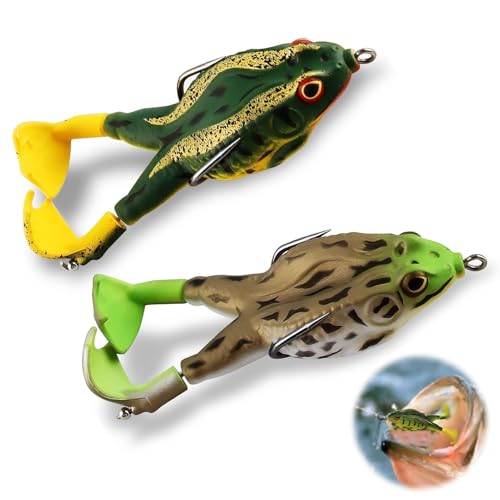 Lotbun Realistische Frosch Angelköder 2 Stück, Doppelhaken 360° Soft Bait Silikon-Angelköder Angelköder Chatterbait Wels Köder Weichköder Für Bass, Forelle und Hecht Lotbun Realistische Frosch Angelköder 2 Stück, Doppelhaken 360° Soft Bait Silikon-Angelköder Angelköder Chatterbait Wels Köder Weichköder Für Bass, Forelle und Hecht von Lotbun