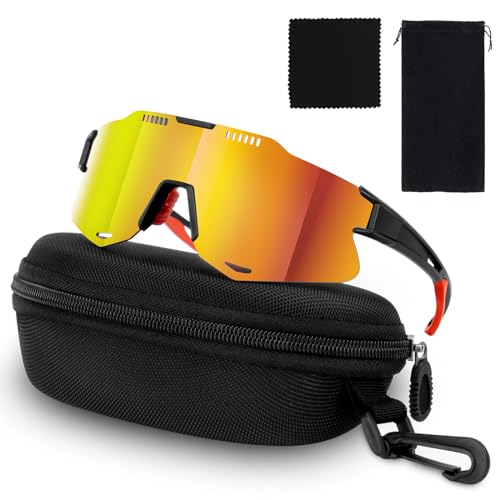 Lottsall Sport Sonnenbrille, Sportbrille-Sonnenbrille Herren-Damen UV 400 Schutzbrille für Outdooraktivitäten Wie Radfahren Laufen Glof Ski von Lottsall