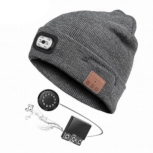Loufy Für das Schneeschaufeln im Winter: Warme Bluetooth-Kopflampe mit LED-Musikmützen-Lautsprechern und Mikrofon-Ohrhörern. Langlebig von Loufy