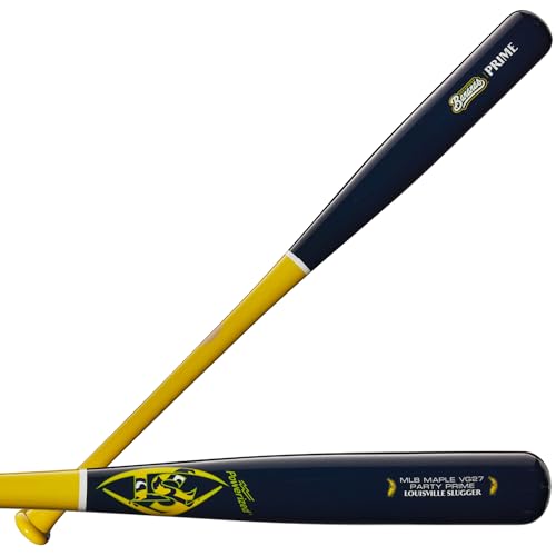 Louisville Slugger Unisex – Erwachsene Pro Prime Maple Baseball Bats Baseballschläger aus Holz, Gelb/Marineblau, 32" von Louisville Slugger