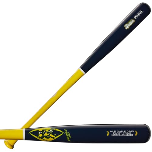 Louisville Slugger Unisex – Erwachsene Pro Prime Maple Baseball Bats Baseballschläger aus Holz, Gelb/Marineblau, 32" von Louisville Slugger