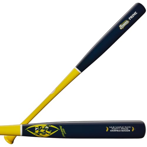 Louisville Slugger Unisex – Erwachsene Pro Prime Maple Baseball Bats Baseballschläger aus Holz, Gelb/Marineblau, 34" von Louisville Slugger