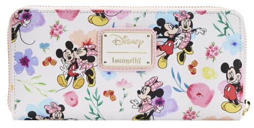 Loungefly Disney Mickey Minnie Mouse Geldbörse Reißverschluss Clutch AOP Floral, Mehrfarbig, Clutch Wallet von Loungefly