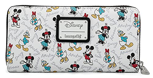 Loungefly Disney Wallet Mickey Minnie Mouse Daisy Donald Duck Zip Clutch White von Loungefly